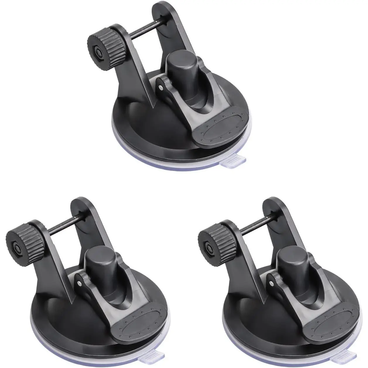 3-Pack High Suction Car Camera Mount Holder - 68mm Synthetic Bracket Base, No Rotating Joints Adapter, Easy-Remove Stand for Front Rear WiFi Dashcams, GPS Navigators, Secure Camera Mounts