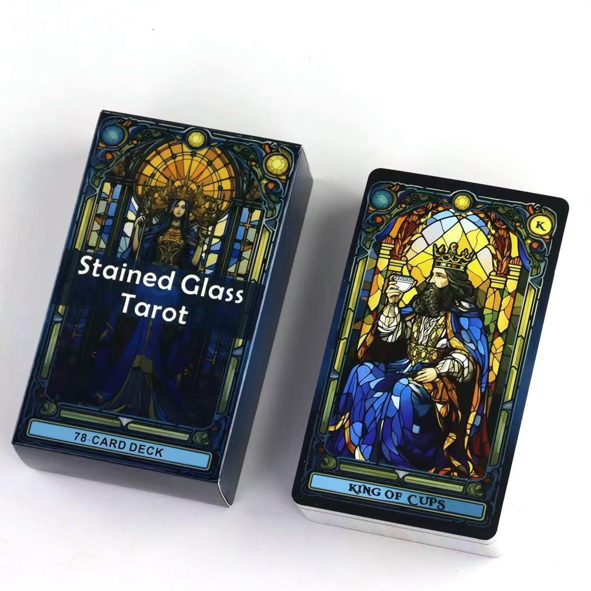 Stained Glass Tarot Card, 1 Box Flower Window Tarot Card, Casual Party Card Game, Tarot Card for Teenager & Adults, Fantasy, Magical, Illustration, Illustrated, Decorative, Decoration, Tarot Card Set