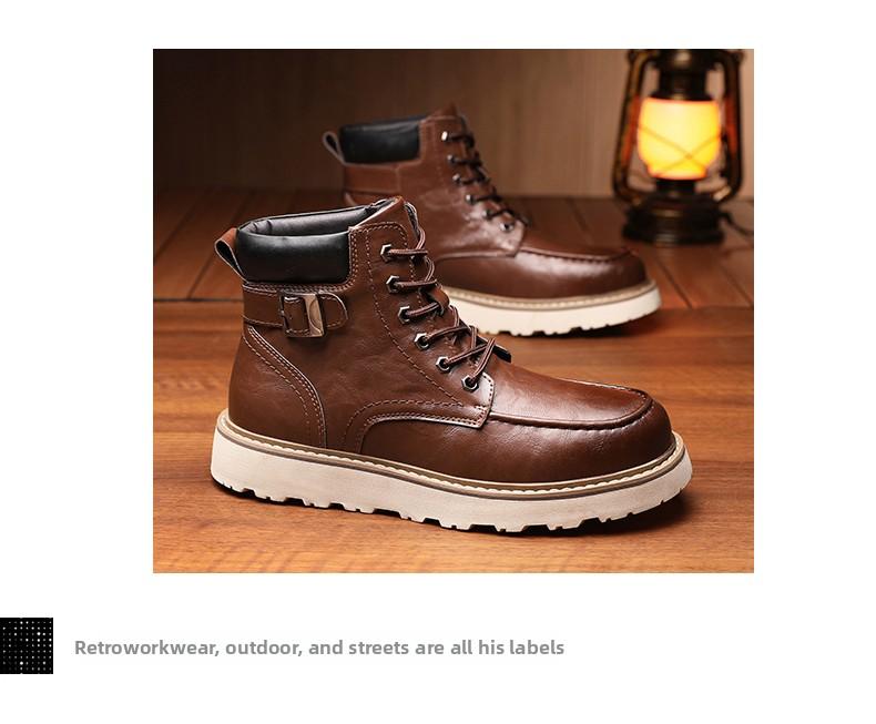 Men's Brown Classic Work Boots - Leather Upper with Belt Buckle Brown Lace-Up Ankle-High Design Non-Slip Rubber Sole for Hiking & Daily Casual Steel Toe Footwear Boy Memory Foam-Like Comfort Cushioning Adjustable Straps for Comfort Fit Durable Waterproof Men's Brown Classic Work Boots - Leather Upper with Belt Buckle Brown Lace-Up Ankle-High Design Non-Slip Rubber Sole for Hiking & Daily Casual Steel Toe Footwear Boy Memory Foam-Like Comfort Cushioning Adjustable Straps for Comfort Fit Durable Waterproof