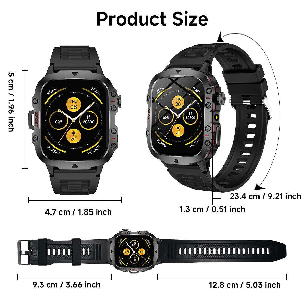 SIMSONLAB Multifunctional Smart Watch, Fashion Digital Watch with Flashlight, Sports Watch with Wireless Call Support, 100+ Sports Modes for Android and iOS