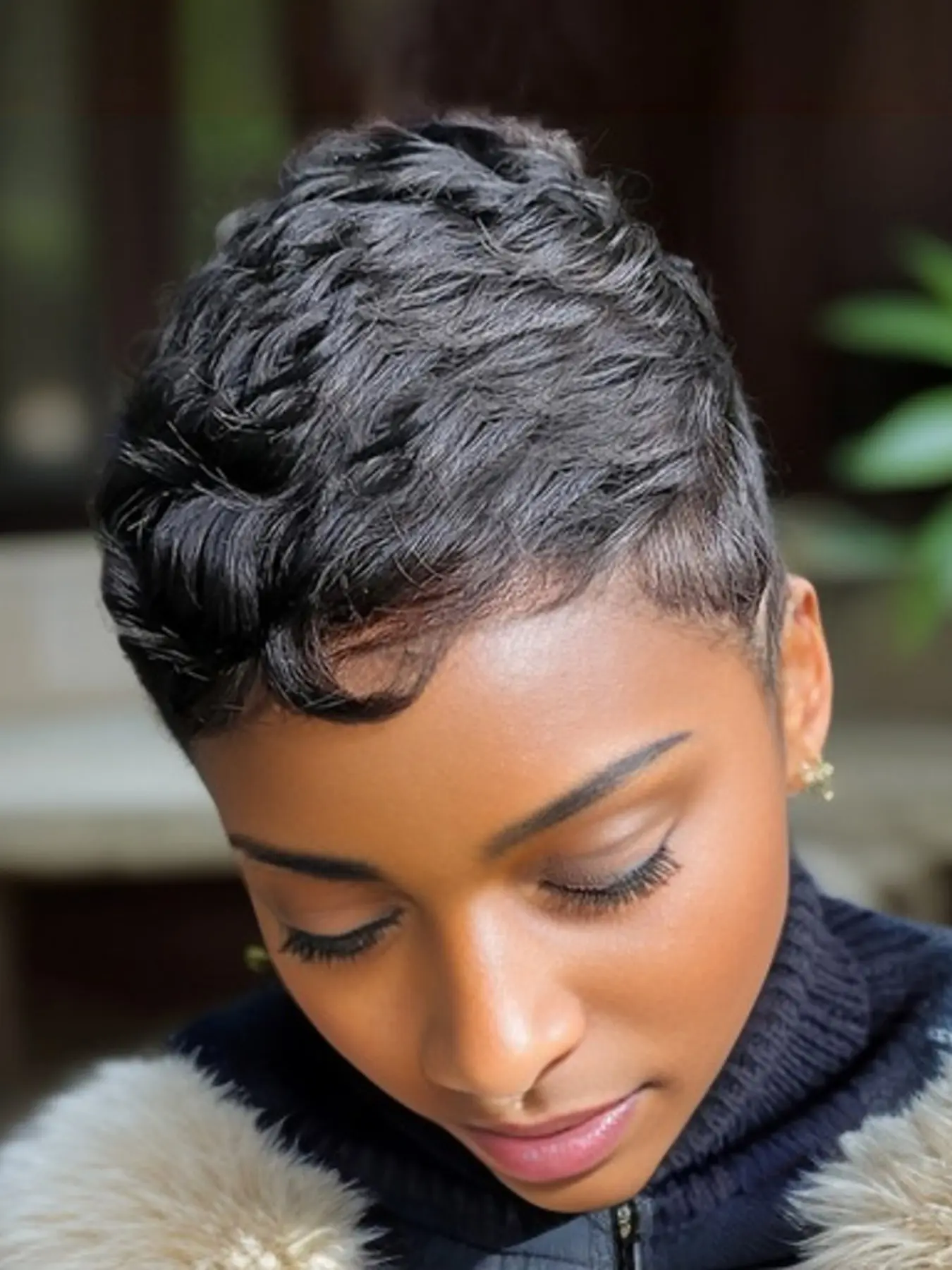 Pixie Cut Human Hair Wigs 4# Natural Brown Full Machine Made Wig Daily Party Wigs For Women Versatile Use