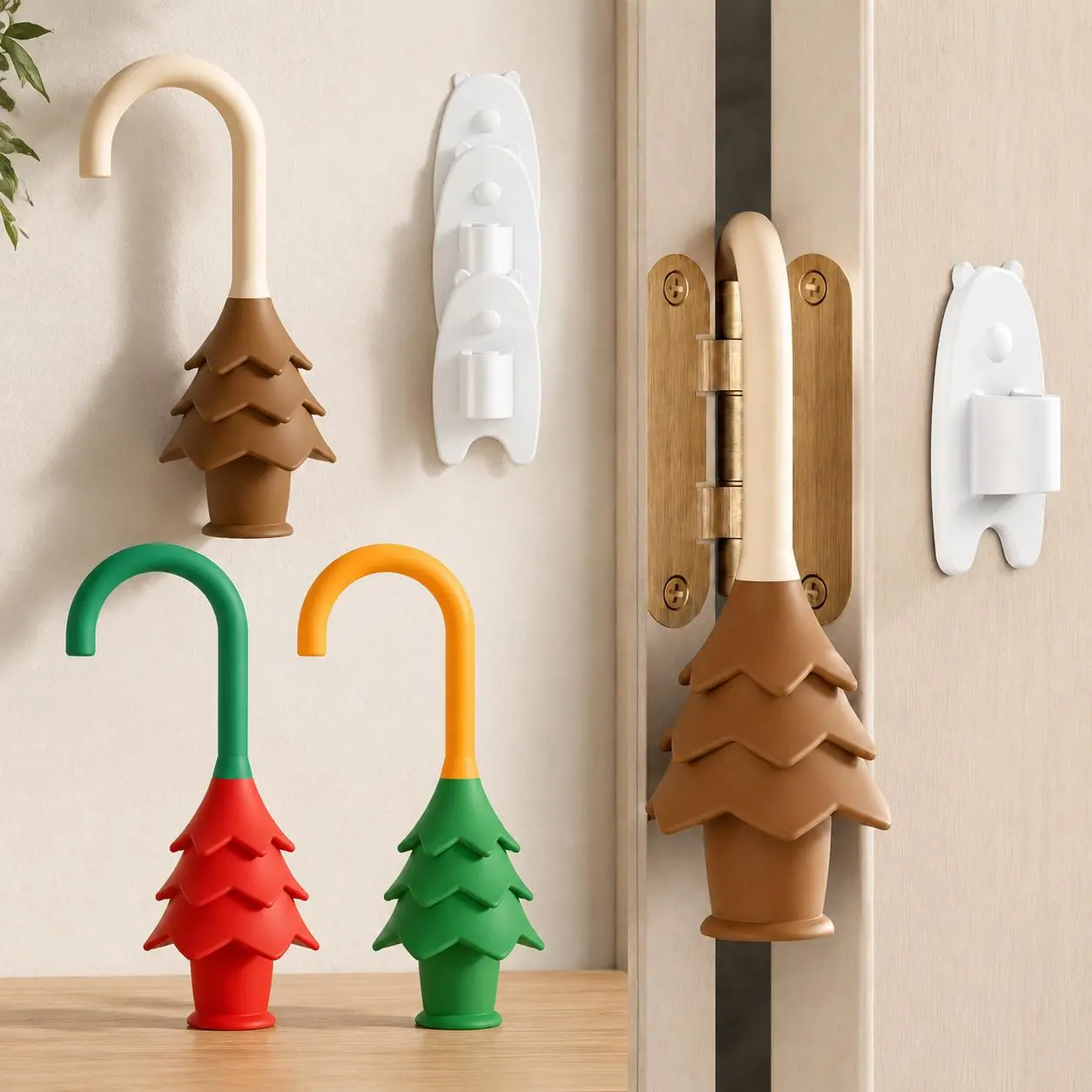 Christmas Tree Silicone Door Pinch Guard, Anti Slam Door Stopper, Finger Protector, Door Hinge Safety Guard, Home Protection Accessory