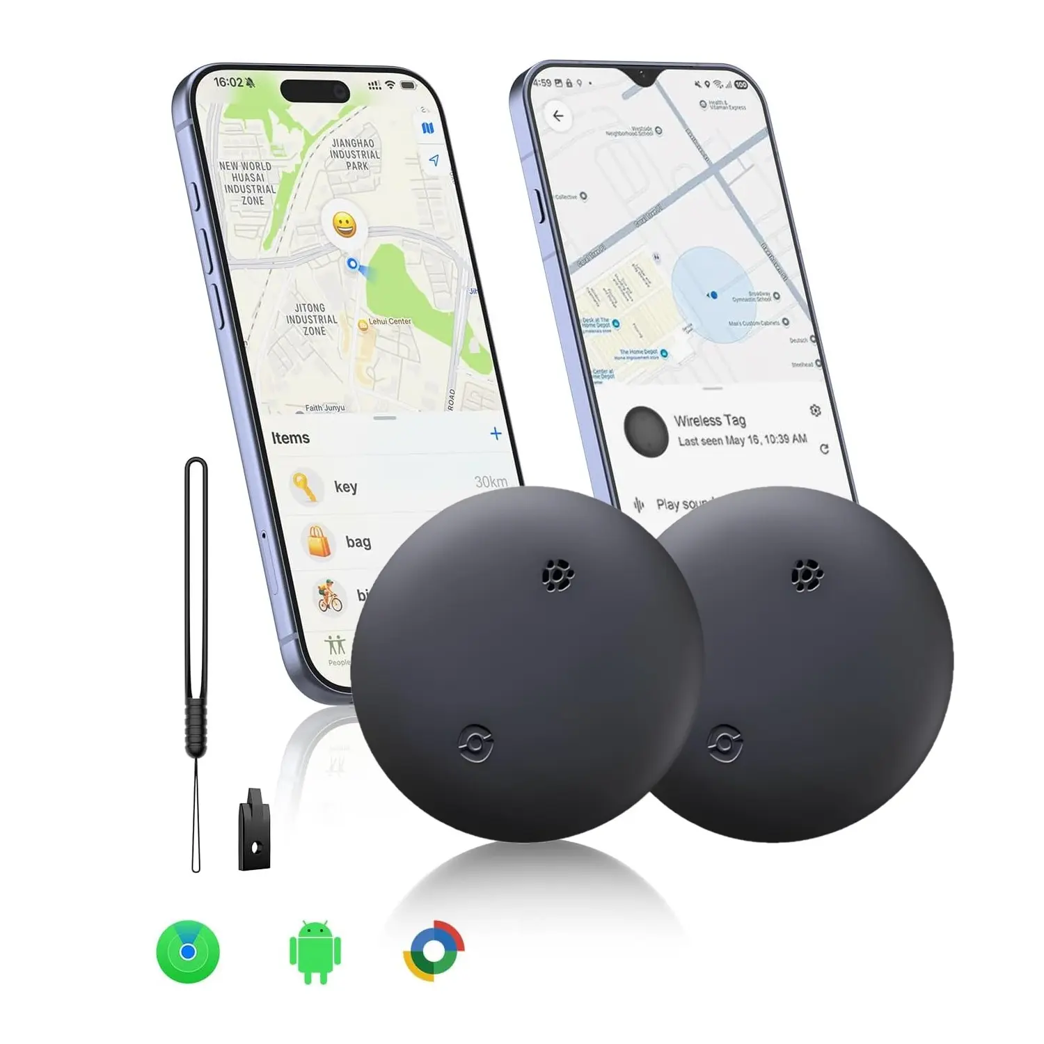 2-in-1 Air Tracker Tag for iOS & Android - Smart Tags Dual System Bluetooth Finder Compatible with Apple Find My & Android Find Hub, Mini GPS Wireless Positioning Tracker Item Finders for Keys, Wallet, Luggage, Pet, Bike