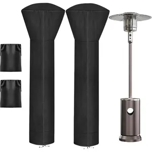 Patio Heater Covers, Outdoor Heater Cover for Standing Heater with Zipper and Storage Bag, Waterproof,Dustproof,Windproof,UV-Resisant,Snow-Resistant 89''H x 33.5"D x 19.5"B (Black - 2 Pack)