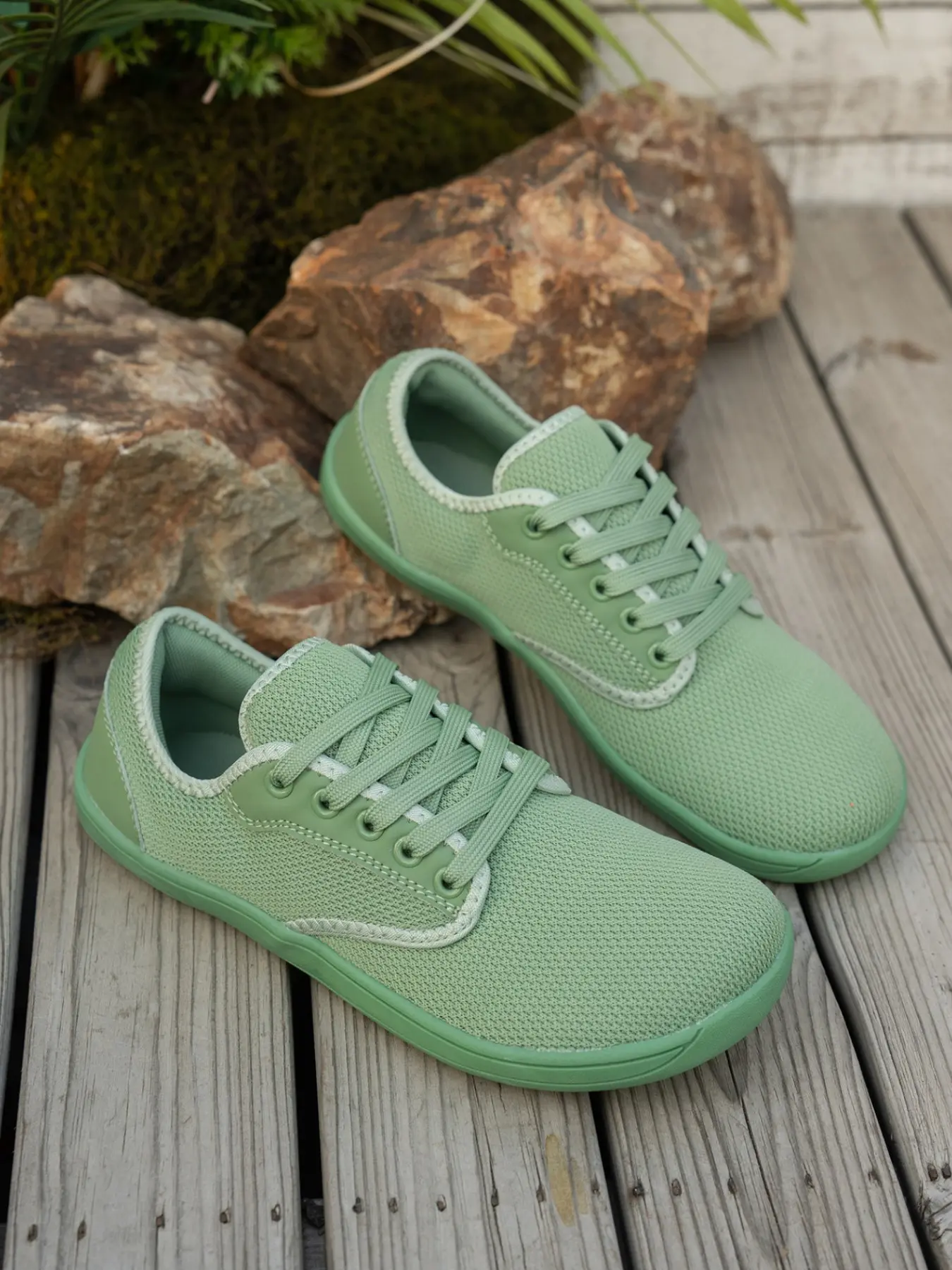 Simple Plain Color Barefoot Casual Women's Shoes, Wide Toe Non-Pressing, Lightweight Mesh Daily Walking Hiking Shoes, Spring & Fall