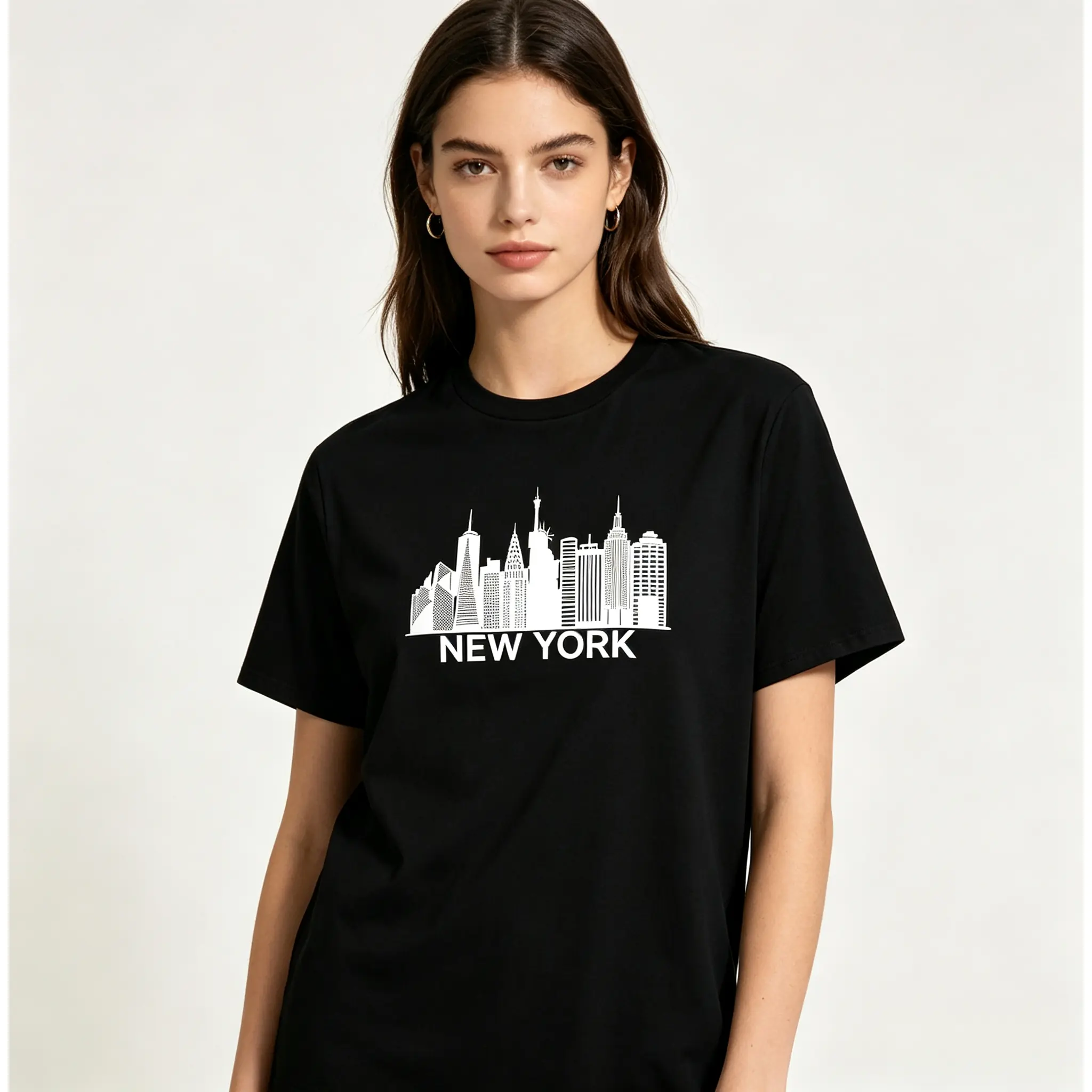 C&M Unisex Graphic T-Shirt, Casual New York City Skyline Print Tee, Light Blue Short Sleeve Top in , Breathable with Durable Stitching, Shortsleeve, Tshirt, Men's T Shirts