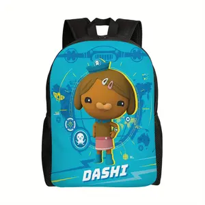 Octonauts Dashi Solo Character World Map Print Backpack, Tech Ocean Cartoon Graphic Daypack, Bright Teal Kids Laptop Bag Fits 15in Laptop Toddlers Back To School Gift