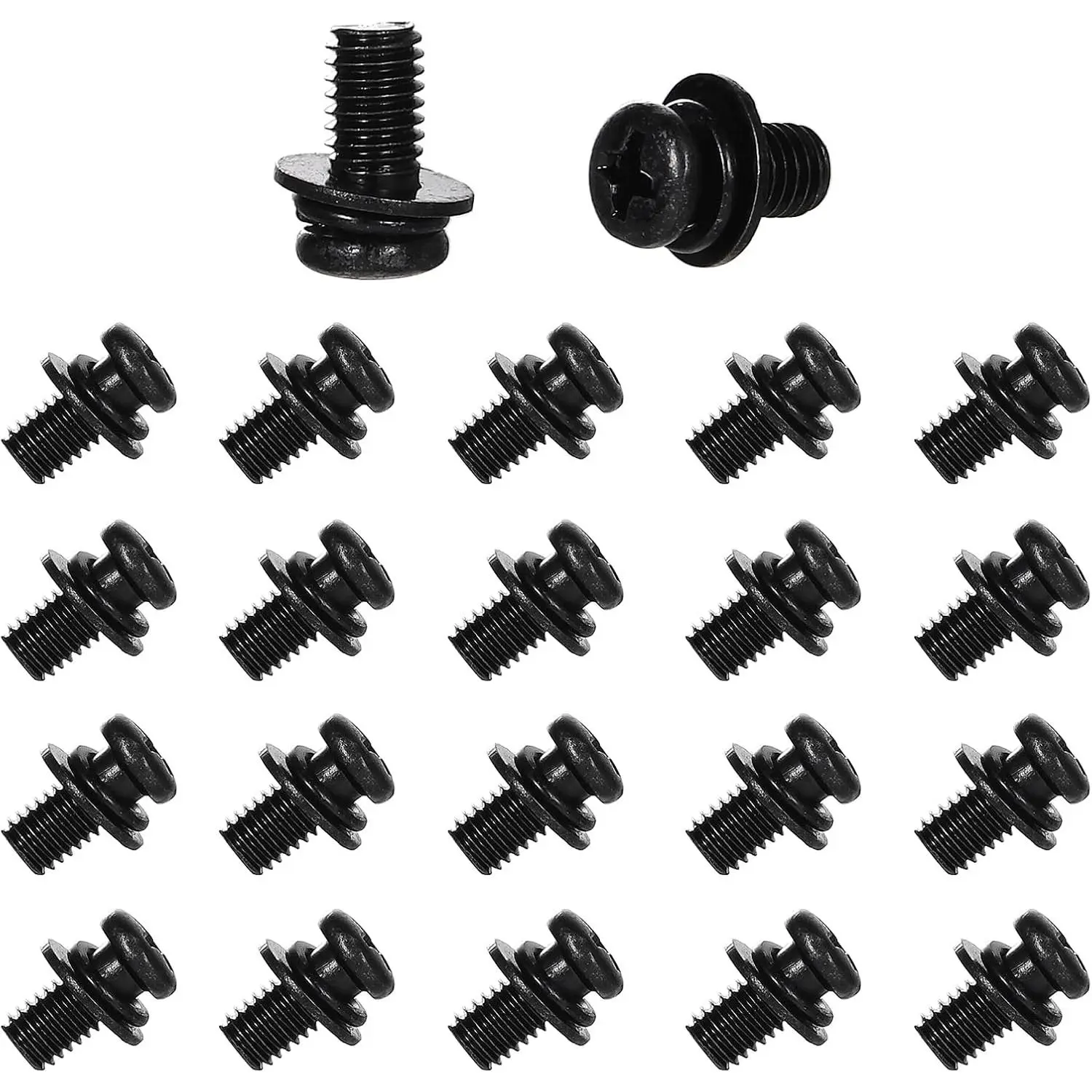 20 count Vesa Screws, VESA Compatible M4x10mm TV/ Wall Mount Screws for 75x75mm and 100x100mm Brackets. Phillips  M4 x 10mm Black with Washers