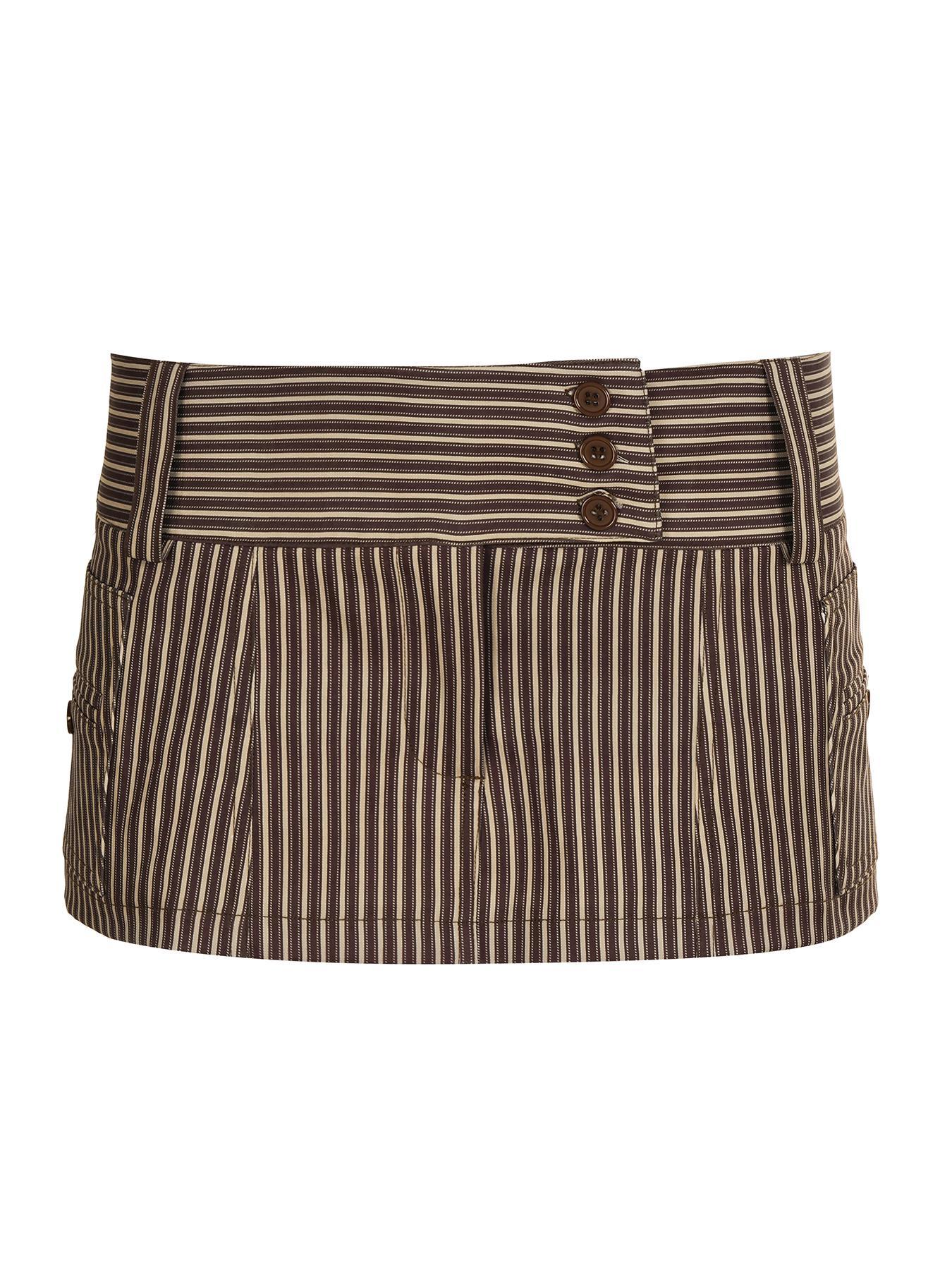 Women's Striped Print 2 in 1 Button Fly Skirt, Y2K Casual Fashion Mini Skirt for Daily Wear, Ladies Bottoms for All Seasons Womenswear