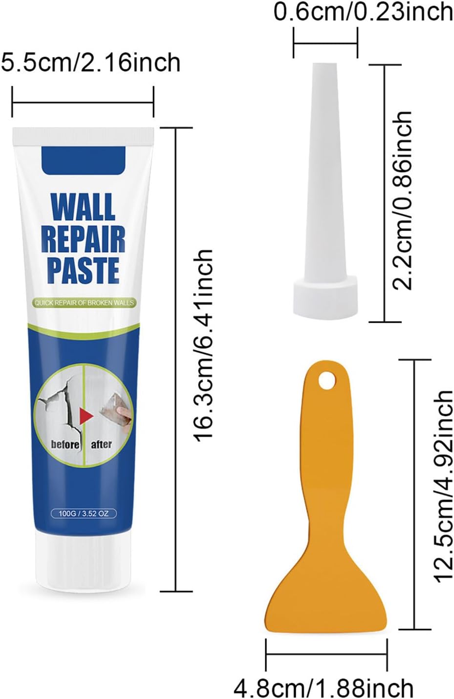 1 Bottle Quick Drying Wall Repair Cream Easy To Use Fast Drying Wall Repair Sealant 100g Powerful Solution For Crack & Holes