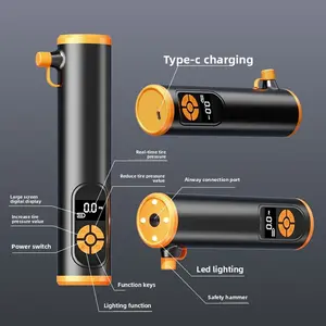 Wireless portable tire inflator, intelligent digital air compressor, with automatic shut-off function at preset pressure, rechargeable handheld air pump, suitable for cars, motorcycles, bicycles, sports balls, and camping inflatables