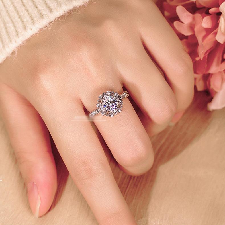 2-carat eight-heart eight-arrow PT950-plated cluster-set full-diamond simulated imported moissanite open ring for women