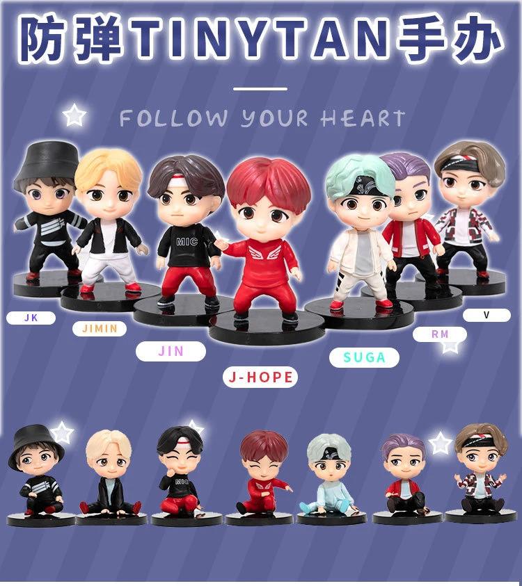 7pcs/Set Bangtan Boys Groups Rm Jin Suga Jhope Jimin V Jungkook Doll Model Toy Action Figure Star Idol Cute Army Gift For Kids