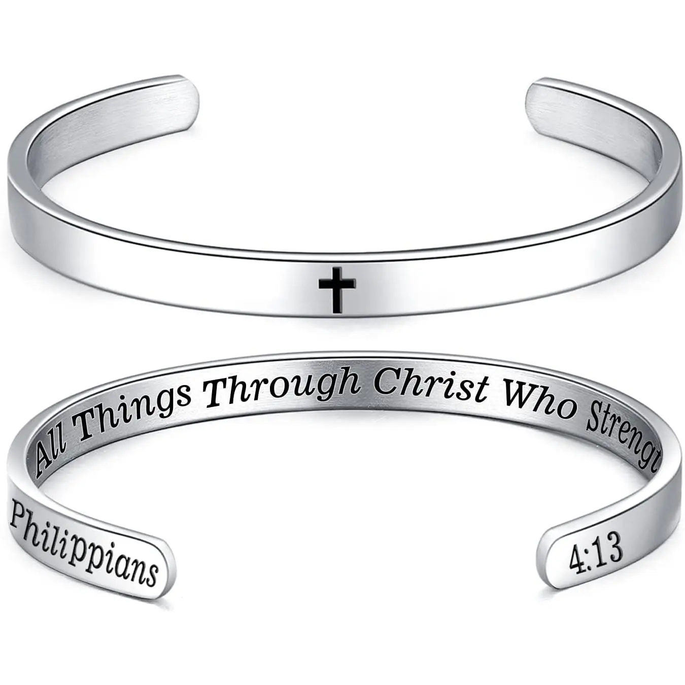 Inspirational Cuff Bracelet Bangle for Women Christian  Verse Bracelet Prayer Faith Religious Stainless Steel Bangle Gifts for Her