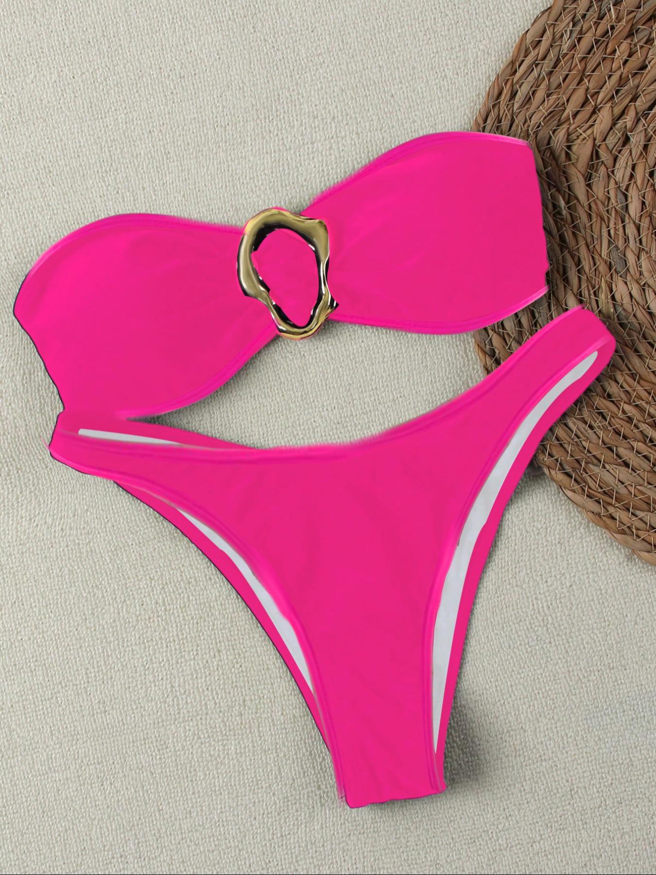 Two-piece Set Women's Bikini Set, Casual Fashion Chic Swim Top & Swim Bottom Swimsuit Set, Ladies Swimwear for Beach Holiday Vacation