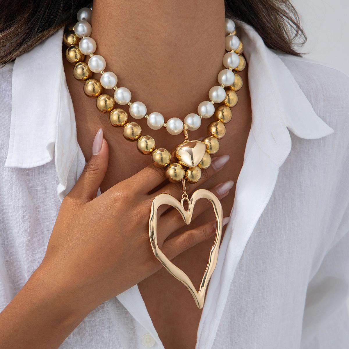 Boho Hollow Out Heart Charm Decor Adjustable Beaded Design Pendant Necklaces, Boho Style Jewelry, Fashion Jewelry for Party, Daily Clothing Decor