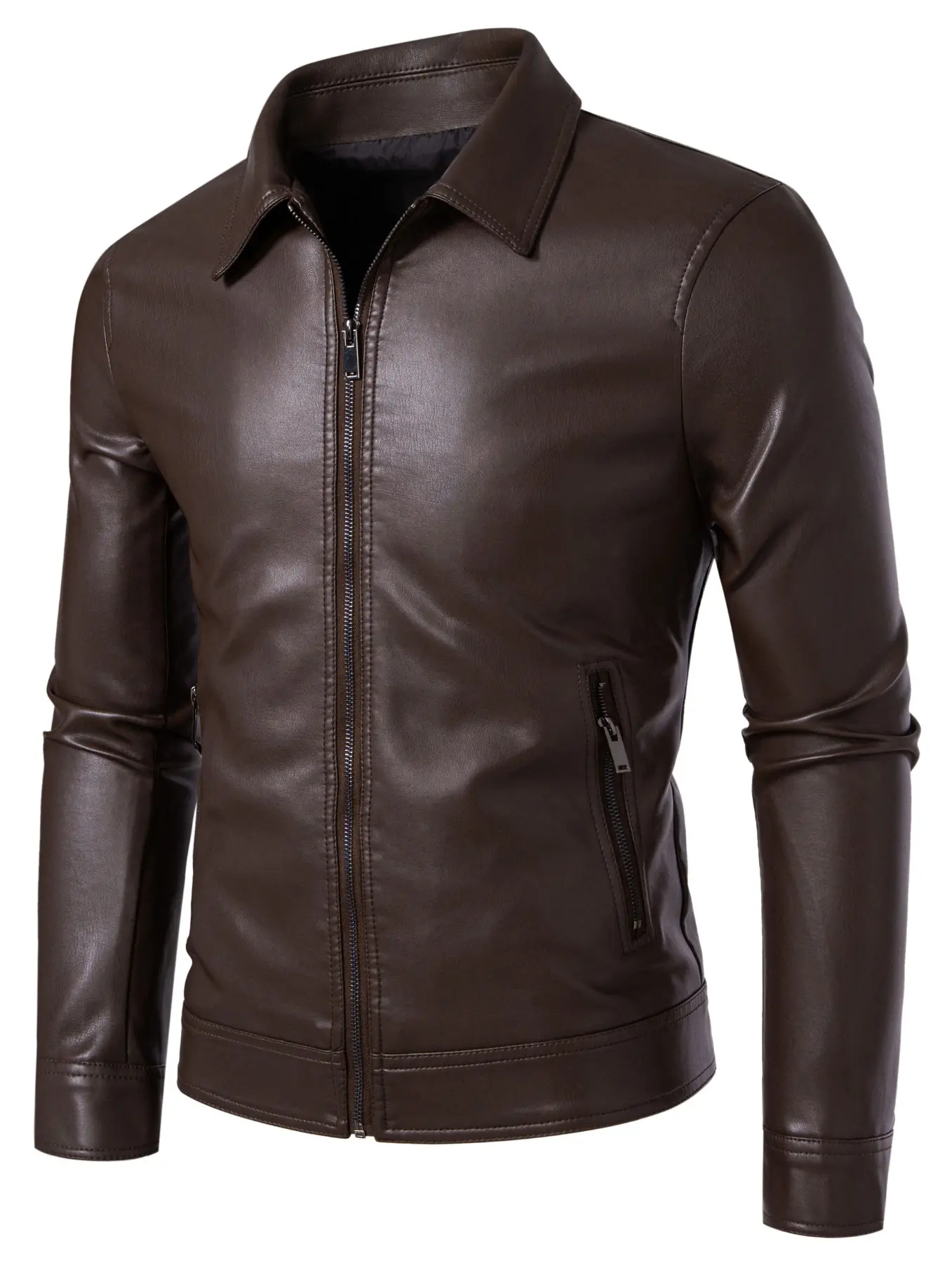 Men's Spring & Fall New Motorcycle PU Leather Jacket, Casual Loose-Fitting Biker Coat, Racing Outerwear for Men