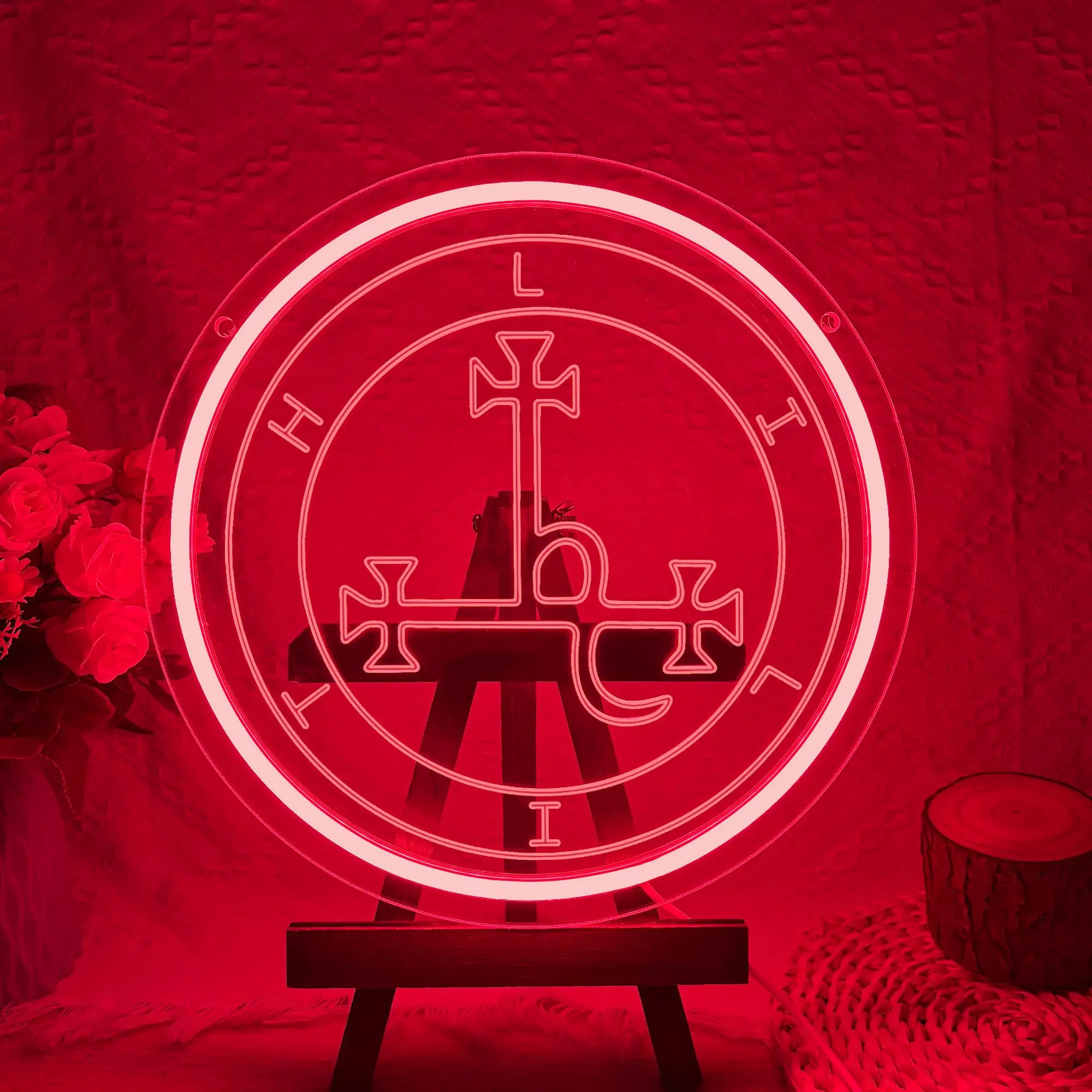 Lilith Sigil LED Neon Sign, USB Powered Night Light, Glowing Symbol Art Neon Signs for Wall Decor, Novelty Lighting for Home, Man Cave, Bar, Game Room，Halloween Gift