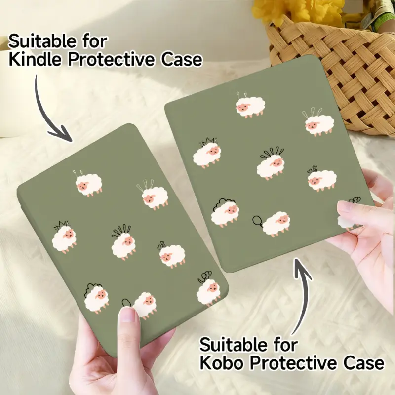 for Kindle/kobo/Tolino Case Cute Sheep Pattern Print for New Kindle 11Th 2019, for Kindle 11th Generation Case for Kindle 11Th (2022/2024), 6-Inch, 7-Inch Kindle Paperwhite 12Th Generation 2024 Vision Color (2024) /Vision 6 (2021）/Shine Color (2024), Faux