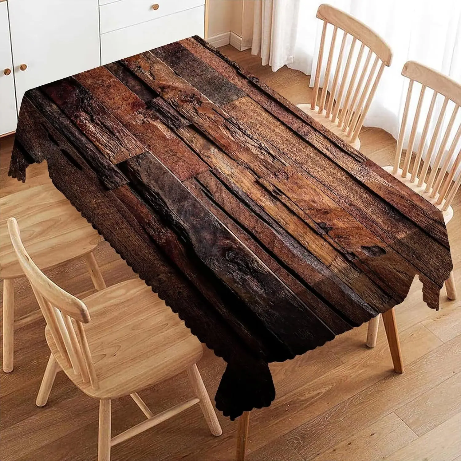 Dark  Rectangle Tablecloth   Wooden Board Table Cloth for Kitchen Dining Rustic Tablecloths  Style Table Cover Decor for Party Patio 54 x 72 Inch