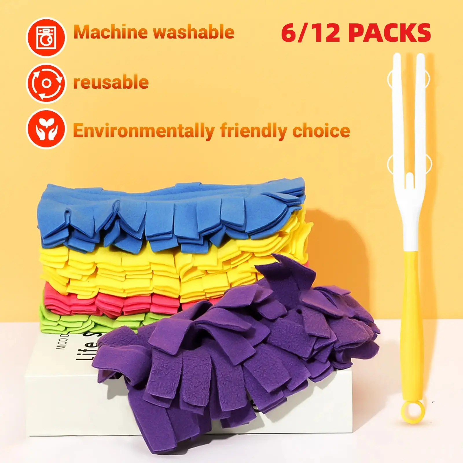 Duster Refills for Swiffer, Electrostatic Dust Removal Brush Refills Multisurface 360° Larger Size Dusters with 6X Microfibers, Reusable Washable Heavy Duty Fleece Replacement Pads Compatible with Swiffer 360 for Ceiling Fans & Pet Hair