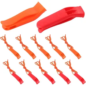 10 count Safety Whistle Marine Whistle Plastic Whistles with Lanyard for