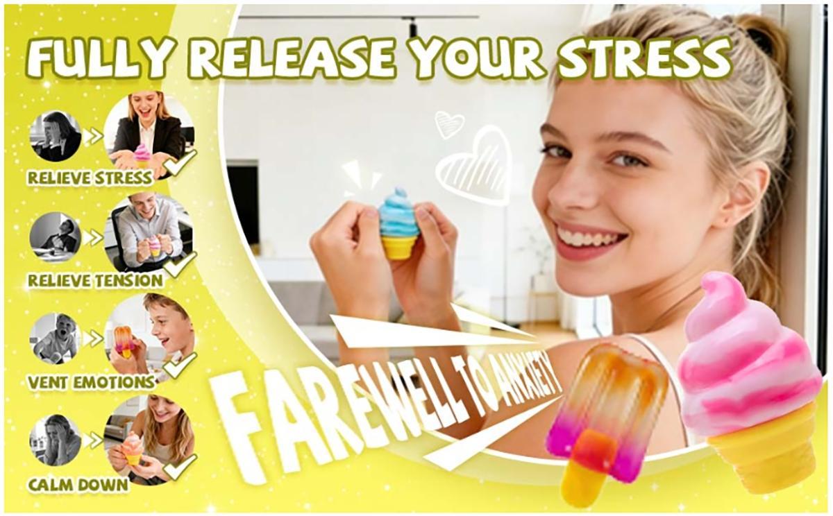 Ice Cream Squishy – Adorable Slow-Rebound Sensory Stress Ball for Anxiety Relief, Birthday Gift & Summer Sensory Toy for Anxiety Relief Everyone,Birthday Gift