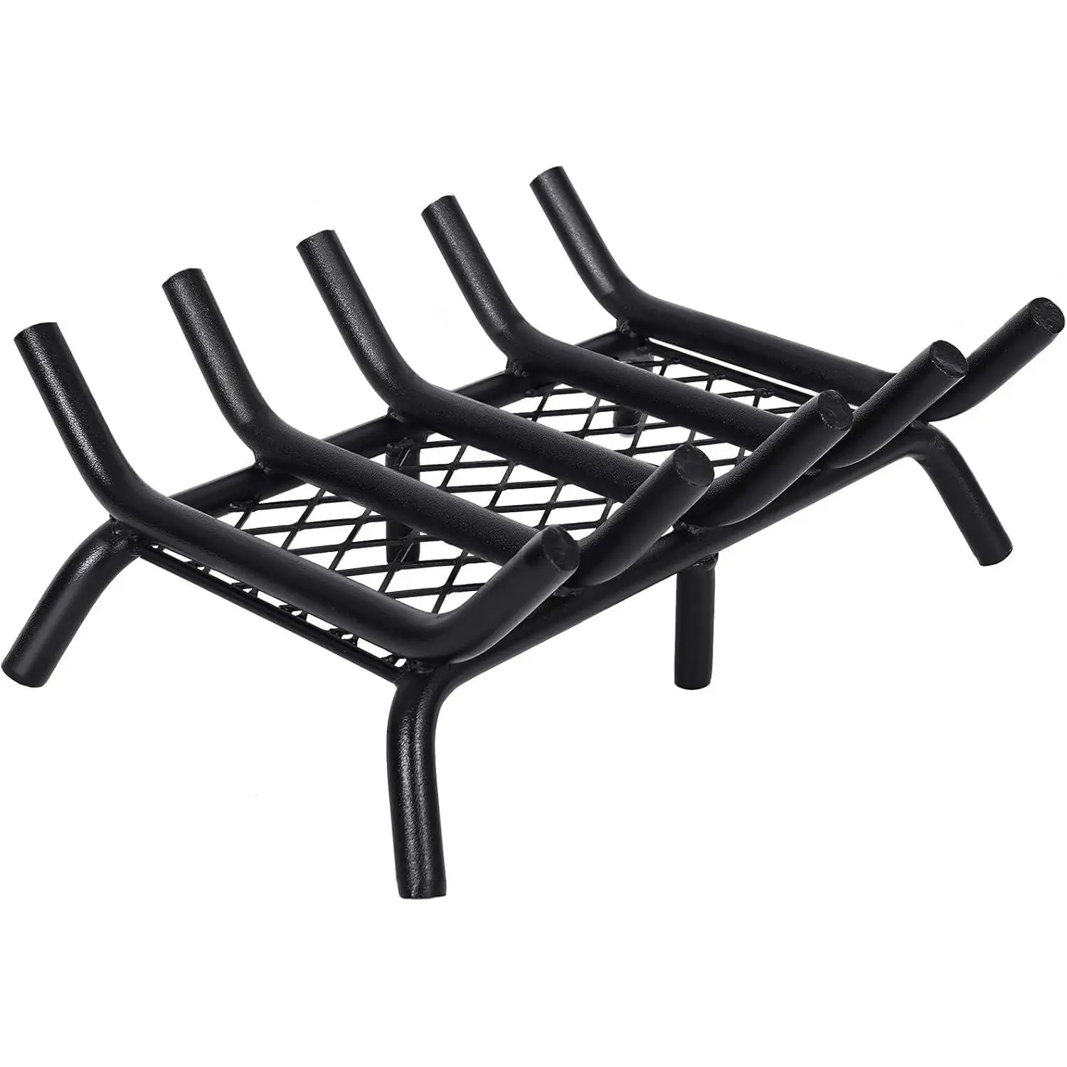 17inch Fireplace Grate with Ember Retainer Heavy Duty Solid Round Steel 3/4" Bar Log Grate No Assembly Required Hearth Grate for Firepit Firewood Indoor Wood Stove Burning