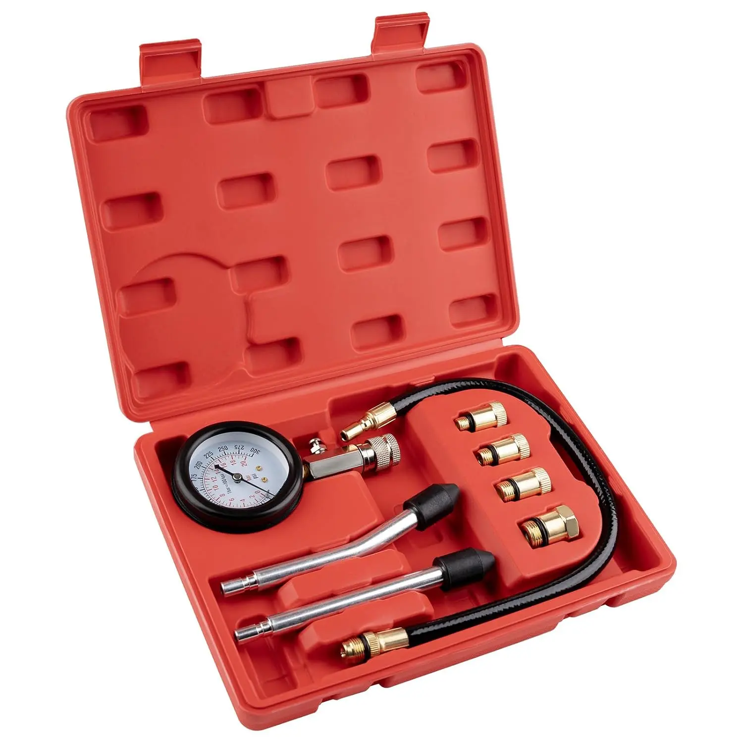 8 count Compression Tester Kit, Petrol  Tester Range of 0-300 Psi Engine Compression Tester Kit for Automotive  and , Compression Tester Small Engine with Portable Storage Box