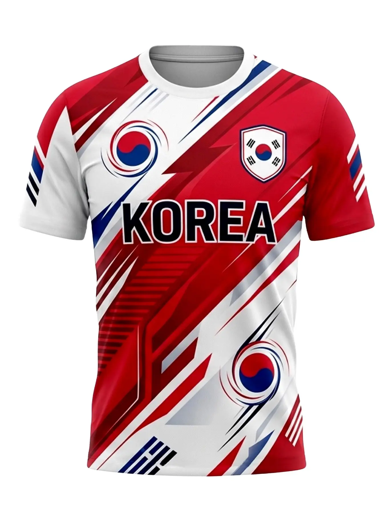 Korean Football Jersey, Soccer Jerseys, Korean Fan Gift, Slim Fit Sporty T-Shirt, Breathable Training Top, Lightweight Comfortable, All Seasons