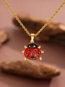 Stainless Steel Enamel Ladybug Pendant Necklace, Fade-Resistant Twisted Rope Chain, Cute Insect Jewelry for Women