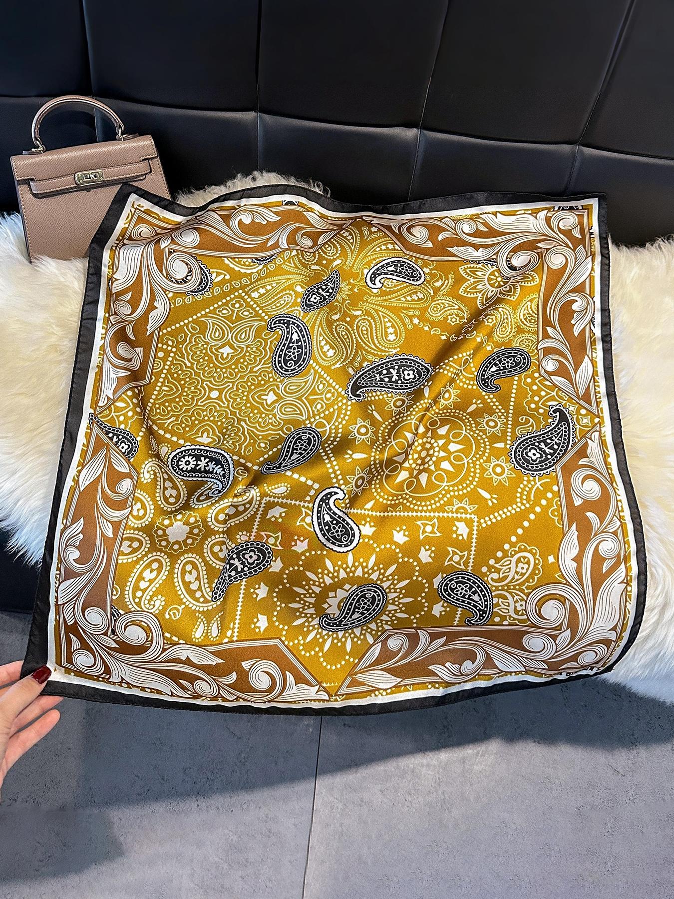 1pc Paisley Printed 27.6 Inch Silky Bandana, Versatile Accessory For Men As Neck Scarf, Headscarf, Headband And More