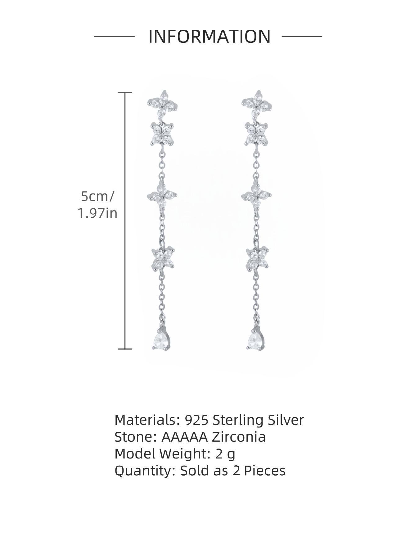 925 Sterling Silver Dangle Earrings, Elegant Chain Earrings for Women & Girls, Trendy All-match & Exquisite Jewelry for Birthday Gift