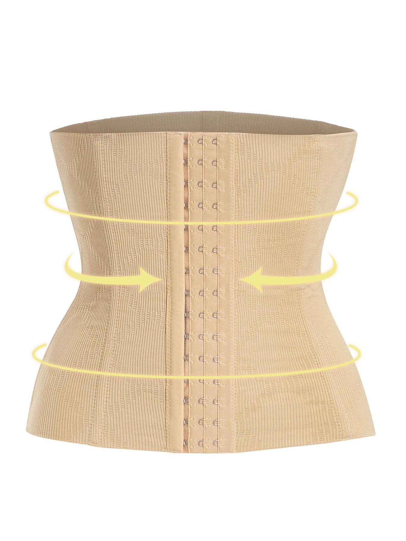 Women's Solid Color Hook And Eye Waist Trainer, High Stretch Seamless Double Layer Waist Cincher, Body Shaper for Women