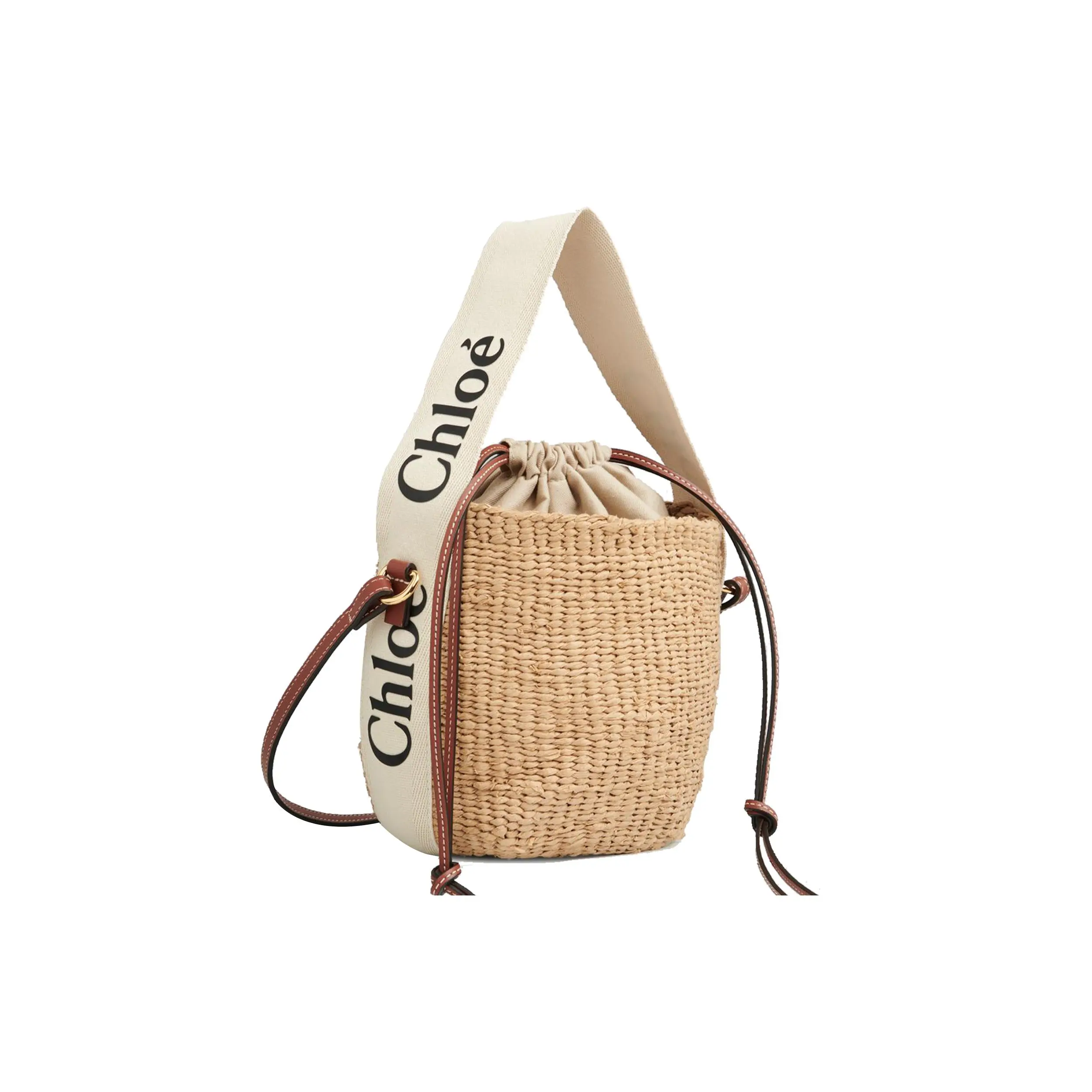 Chloe Woody Classic Logo Leather Basket Bag for Women, Shoulder Crossbody Handbag, Small Brown