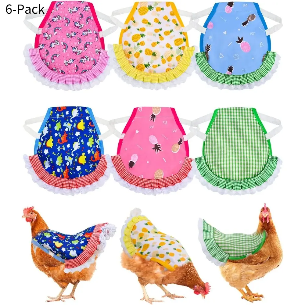 6-Pack Chicken Saddles, Waterproof Apron, Feather Protection, Elastic Straps, Poultry Protectors, Hen Feather Fixing Supplies