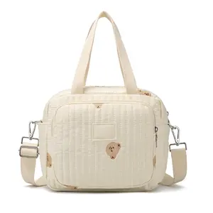 Small Diaper Bag Tote, Crossbody Diaper Bag Mini Purse with 7 Pockets, Travel Baby Bag  Boys & Girls, 2 Bottle Pocket, Off White New model