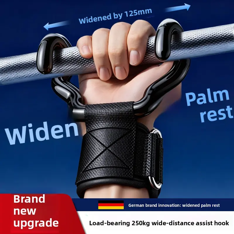 Heavy Duty Lifting Hooks with Adjustable Woven Nylon Straps, Anti-Slipping Solid Metal Grips for Functional Training Workouts & Pull-Ups, Strength Training Equipment, Adjustable Strap, Grip Assist, Anti-Slip Grip