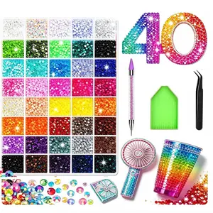 Rhinestone Bedazzling Kit, 40000 Pcs 3mm Flatback Jelly Resin Crystals in 40 Mix Colors for Nail Art & DIY Craft Embellishment, Nail Art Gems