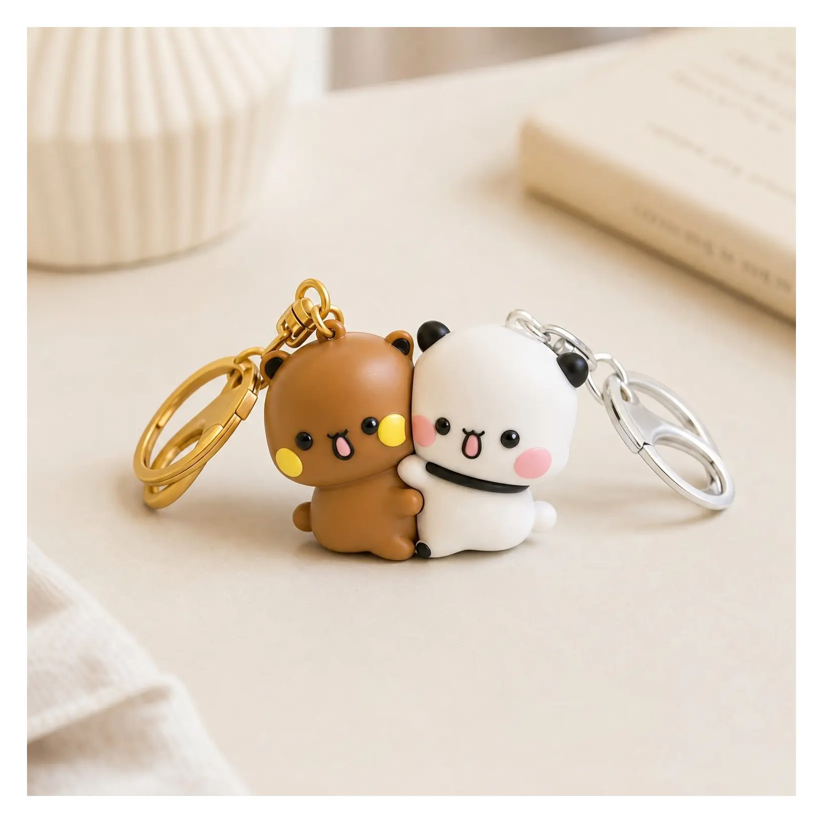 2 Pcs Cute Magnetic Matching Couple Keychains for Women Boyfriend Girlfriend Valentine's Day GiftsGift