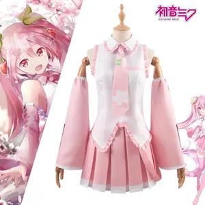 NEW Pink Miku Cosplay Costume Clothes Hatsune Miku MIKU Anime Cosplay Costume JK Skirt Pink Miku Suit Wig Accessories Halloween
