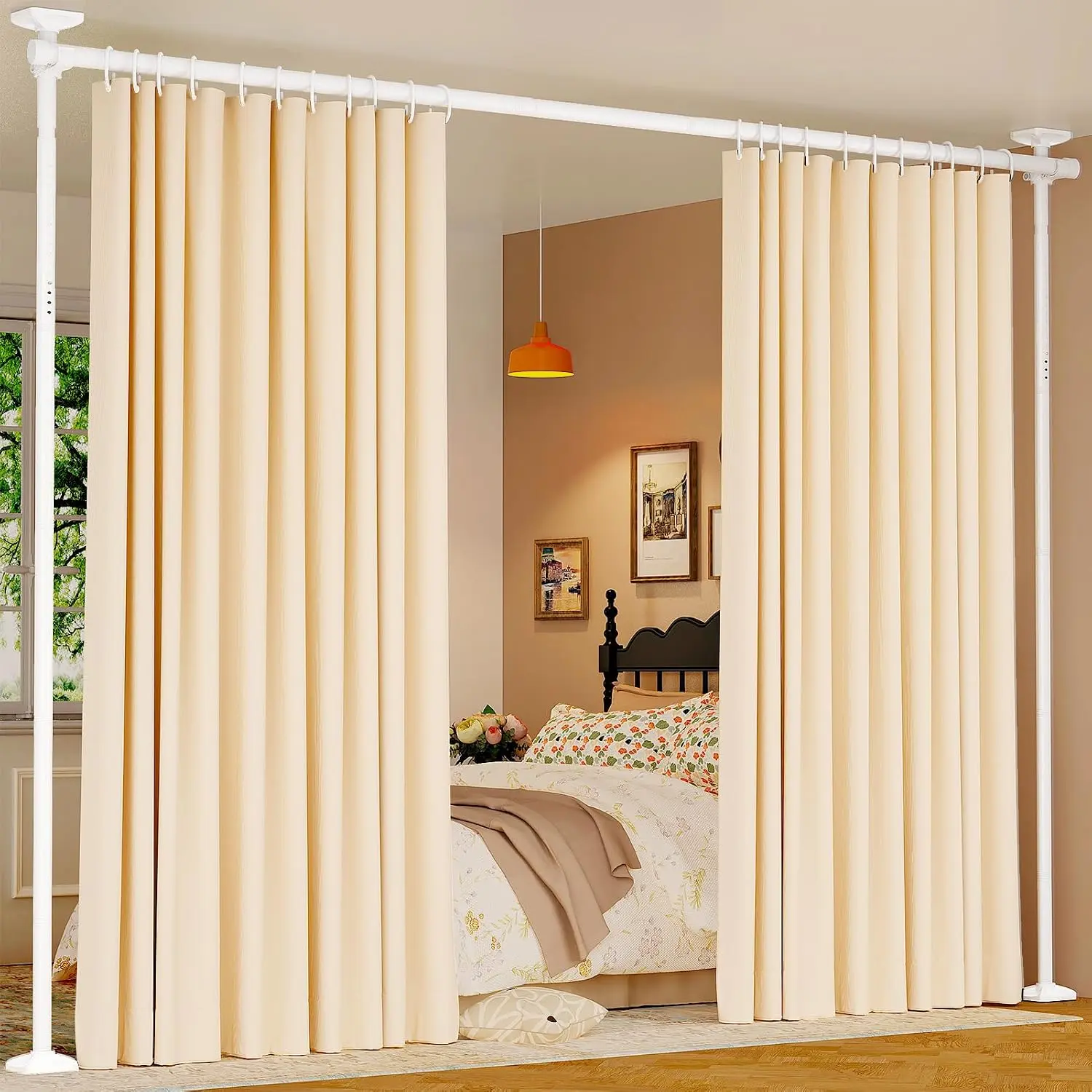 Room Divider for Room Separation, 4-10ft(H) 28-70inch(W), Black