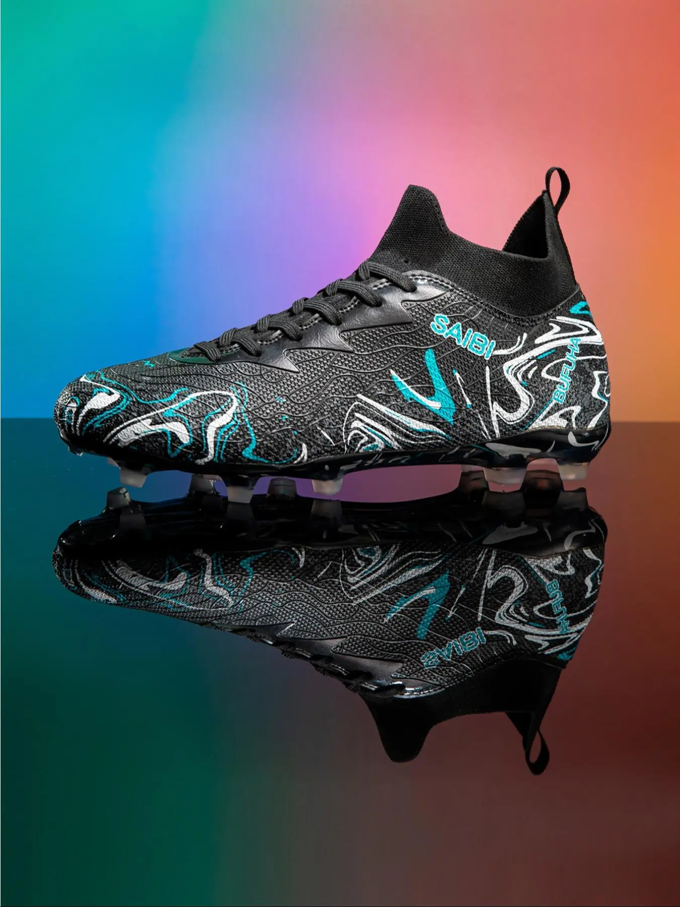 Breathable Football Shoes for Men, Fg/ag Long Studs, Artificial Grass, All-Season, Anti-Slip, Durable, Ankle Protection, Sporty Style