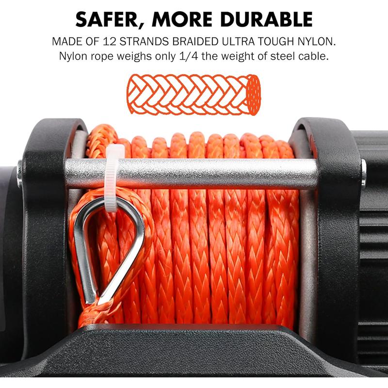 4500 lb Winch  IP67 Electric Winch with  Remote Synthetic Winch Rope Hawse Fairlead Handheld Remote ATV UTV Winches 12V Portable Power Winch