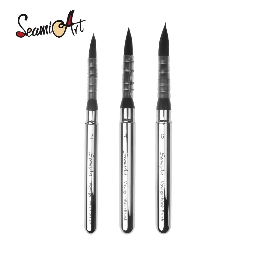 SeamiArt Travel Watercolor Brush Pen Set of 3 - Portable Collapsible French Watercolor Brushes Size 2 4 6, Professional Paint Brush for Watercolor, Back to School, Class Reward Gift Idea, Art Supplies campingessentials