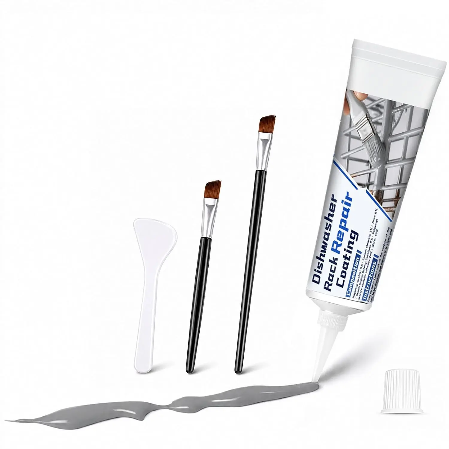50ml Gray Dishwasher Rack Repair Coating,  & Heat Resistant |  Adhesion Rust Protection Dishwasher Rack Repair Kit, Work with dishwasher, Electrical/wiring items, Extend Rack Life