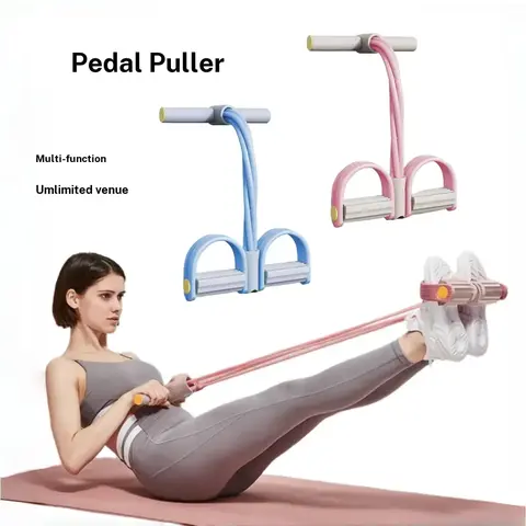 Unisex 6-Strand Heavy Duty Compact Resistance Band Exercise Device (Stretch Rope, Workout Bands) with Non-Slip Pedals, Cushioning Foam Handles, Enhanced Tensile Strength, High Elasticity, Portability - Improves Range of Motion, Lower Body Training Gear