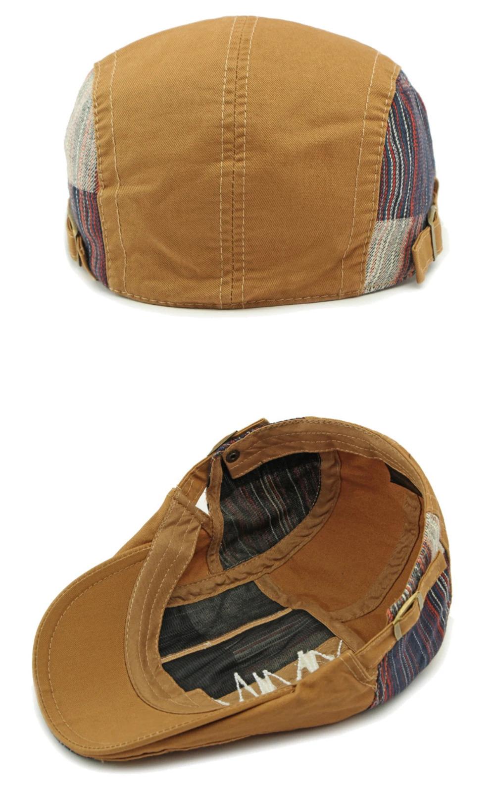 HT4806 Beret Cap Spring Summer Autumn Hats for Men Women Vintage Patchwork Beret Hat Male Female Ivy Flat Cap Adjustable Berets