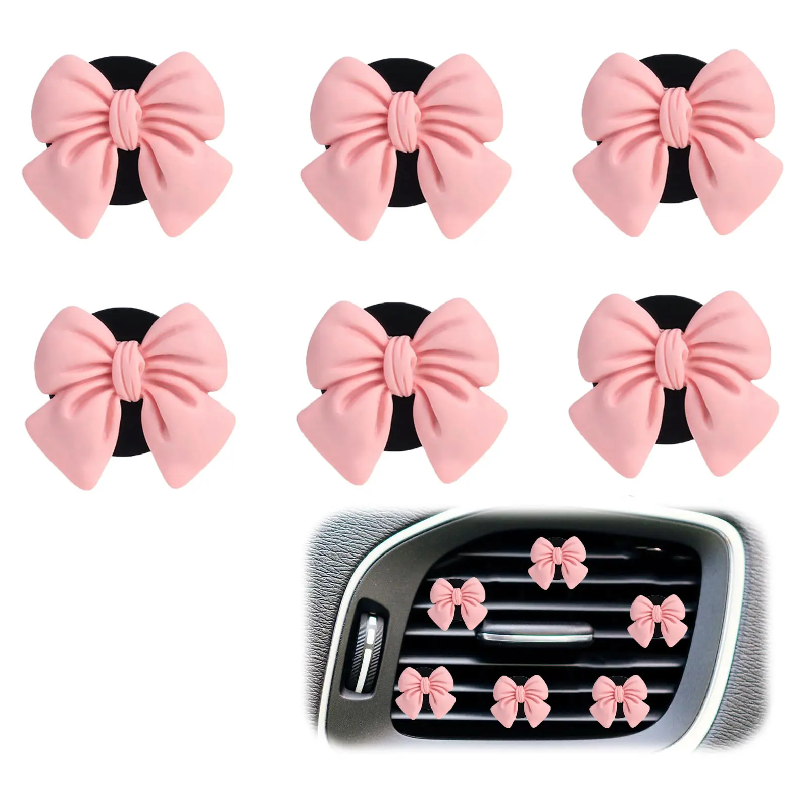 6-Piece Bow-Shaped Car Air Vent Fragrance Set, Cute Car Interior Air Freshener Accessories, Bow-Shaped Car Freshener