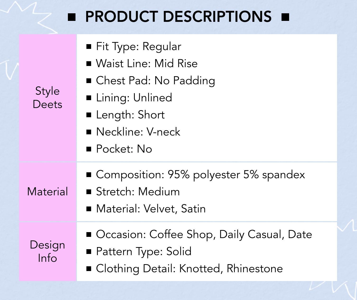 Cider [size 0-10] Velvet V-neck Solid Rhinestone Cut Out Mini Dress